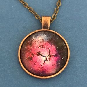 Pink Space Nebula Bronze/Copper Tone Necklace NASA